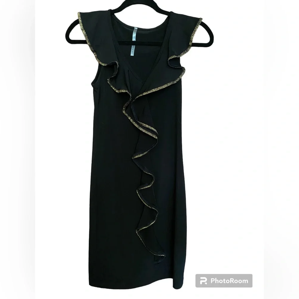 Audrey 3+1 black ruffle dress size small - Picture 2 of 7